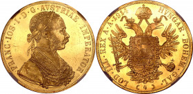Austria 4 Ducat 1914 NGC MS 63
KM# 2276; Franz Joseph I. Gold (.986), 13.96g. UNC-Prooflike.