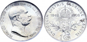 Austria 1 Corona 1908 ECC MS 66
KM# 2808; Silver; 60th Anniversary of the Reign of Franz Joseph I