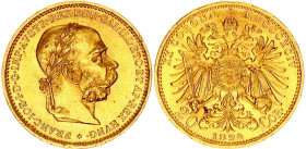 Austria 20 Corona 1894
KM# 2806; Gold (.900) 6.78 g., 21 mm.; Franz Joseph I; UNC with minor hairlines