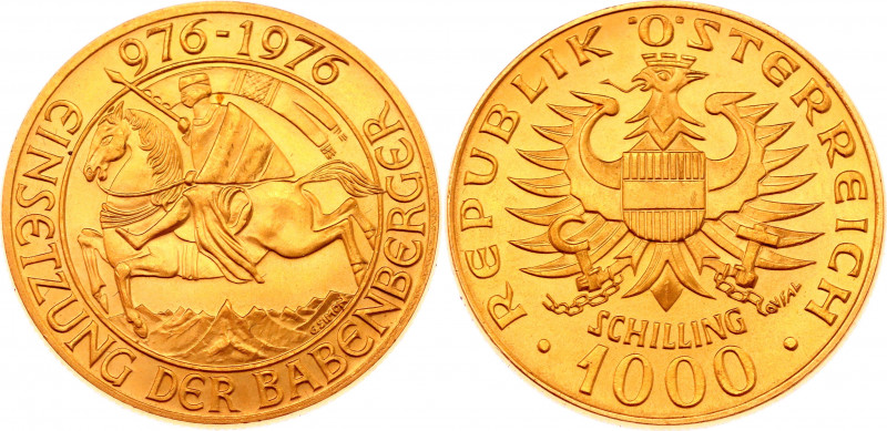 Austria 1000 Shillings 1976 (ND)
KM# 2933; Gold (900) 13.35g.; Babenberg Dynast...