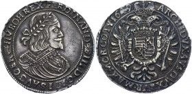 Hungary 1 Taler 1649 KB
KM# 107; Dav. 3198; H# 1241; Silver 28.43 g.; Ferdinand III; Mint: Kremnitz; XF-AUNC Toned