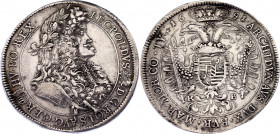 Hungary 1 Taler 1691 KB
KM# 214.2; Silver; Leopold I; XF