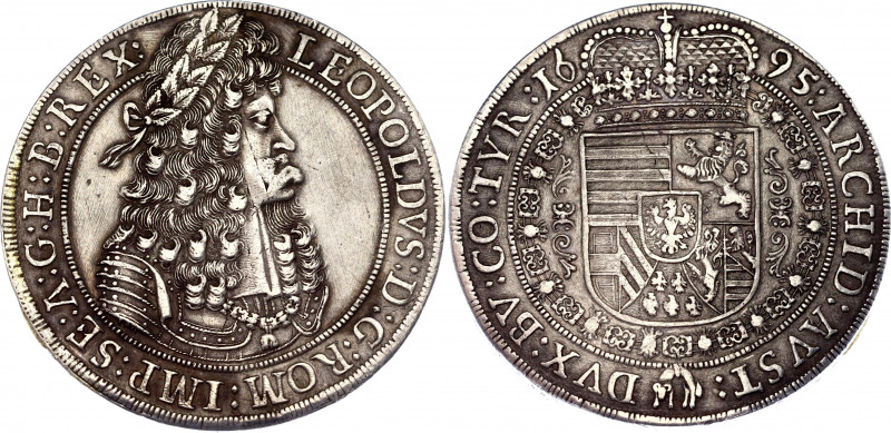Hungary 1 Taler 1695 KB
KM# 1303.4; Silver; Leopold I; Mint Hall; XF
