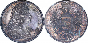 Hungary 1 Taler 1740 KB NGC AU 58
Dav. 1062, KM# 310.2, Huszar# 1606; Silver; Charles VI; Nice toning with amazing luster