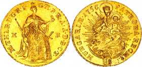 Hungary 1 Dukat 1756 KB
KM# 329.2; "M.THER.D.G.R.I."; Gold (.986) 3.43 g.; Maria Terezia; AUNC /UNC-