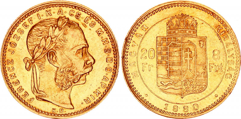 Hungary 8 Forint / 20 Francs 1880 KB
KM# 455.1 Shares mintage with 1880 KB KM# ...