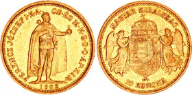 Hungary 10 Korona 1902 KB
KM# 485; ÉH# 1491; H# 2200; Gold (.900) 3.34 g.; Franz Joseph I; Mint: Kremnitz; XF-AUNC