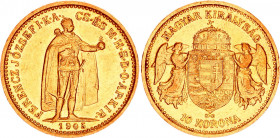Hungary 10 Korona 1905 KB
KM# 485; ÉH# 1491; H# 2200; Gold (.900) 3.35 g.; Franz Joseph I; Mint: Kremnitz; XF-AUNC
