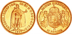 Hungary 10 Korona 1907 KB
KM# 485; ÉH# 1491; H# 2200; Gold (.900) 3.35 g.; Franz Joseph I; Mint: Kremnitz; XF-AUNC