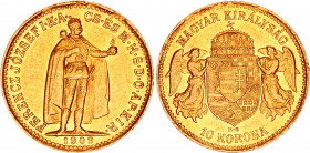 Hungary 10 Korona 1909 KB
KM# 485; ÉH# 1491; H# 2200; Gold (.900) 3.35 g.; Franz Joseph I; Mint: Kremnitz; AUNC