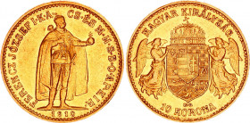 Hungary 10 Korona 1910 KB
KM# 485; ÉH# 1491; H# 2200; Gold (.900) 3.34 g.; Franz Joseph I; Mint: Kremnitz; XF-AUNC