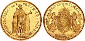 Hungary 10 Korona 1912 KB
KM# 485; Gold (.900) 3.38 g., 19 mm.; Franz Joseph I; AUNC with scratches