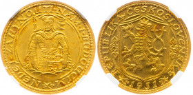 Czechoslovakia 1 Dukat 1931 NGC MS 64
KM# 8; Without serial numbers; Gold (.986) 3.49 g., 19.75 mm.; Mintage 43.482 pcs