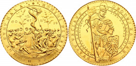 Czech Republic Plague Gold Medal 2020 "COVID-19"
Gold (.999) 31.1 g., 44 mm.; "Morová medaile"; By Mgr. Petr Soušek, ČNS, ANTIQUANOVA; Silver Obv: SV...