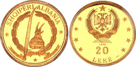 Albania 20 Leke 1969 PCGS PR68 DCAM
KM# 51.4; Gold (.900); Mintage 650; Proof, Deep Cameo. Only 1 coin graded in PCGS and 2 in NGC.