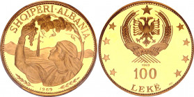 Albania 100 Leke 1969 PCGS PR69 DCAM
KM# 54.2; Gold (.900); Mintage 450; Proof, Deep Cameo. Only 1 coin graded in PCGS and 1 in NGC. Top graded piece...