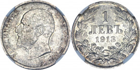 Bulgaria 1 Lev 1913 NGC MS 62
KM# 31; Silver; Ferdinand I