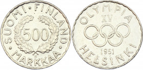 Finland 500 Markkaa 1951 H
KM# 35; Olympic Games 1952; UNC with minor hairlines