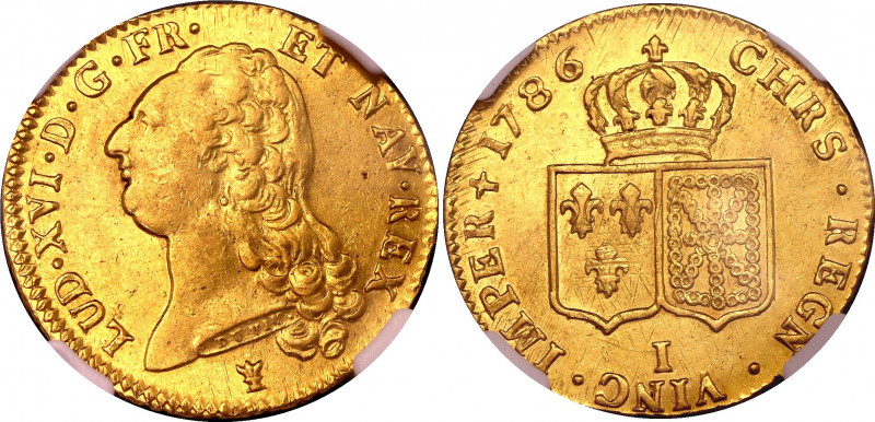 France 2 Louis D'Or 1786 I NGC AU 55
KM# 592.7; Louis XVI; 15.29g Gold, Limoges...