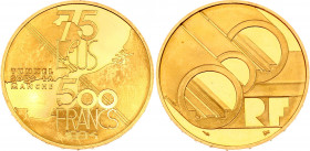 France 500 Francs / 75 Ecus 1994 La Manche
Fr# 626; Opening of La Manche Tunnel. Gold (.900), 15.64g. Mintage 5000. Proof. Rare.