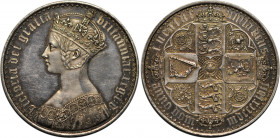 Great Britain 1 Crown 1847 MDCCCXLVII
KM# 744; Sp# 3883; Silver, 28.25 g.; Victoria; by William Wyon. "Gothic" type; "UNDECIMO" on edge; PROOF with a...