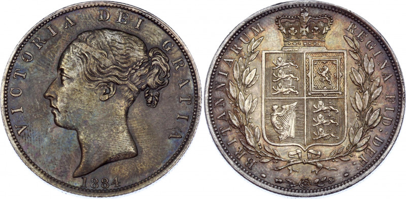 Great Britain 1/2 Crown 1884
KM# 756; Silver; Victoria; UNC- with amazing patin...