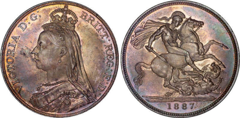Great Britain 1 Crown 1887 PCGS MS 64
KM# 765; Silver; Victoria; Violet patina;...