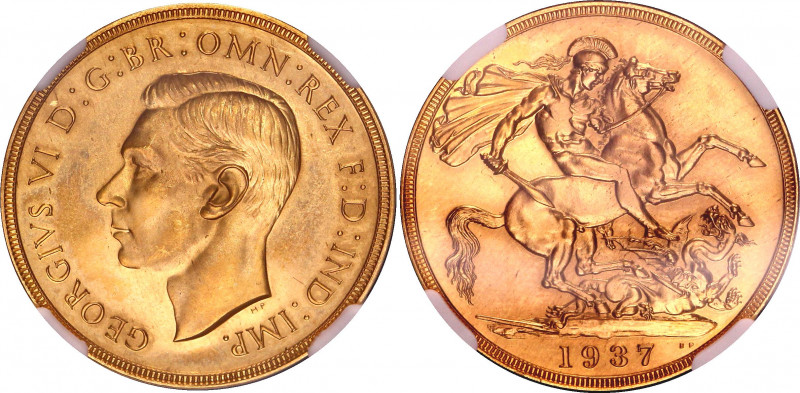 Great Britain 2 Pounds 1937 Proof NGC PF 62
KM# 860; Gold 16,0g. Proof. Rare co...