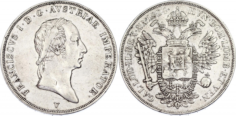 Italian States Lombardy-Venetia 1 Scudo 1824 V
C# 8.3; Silver; Franz I; VF/XF