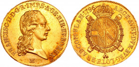 Italian States Milan 1 Sovrano 1796 M
KM# 241; Fr# 741a; N&V# 484; C# 61a; Gold (919) 10.98g.; Franz II; XF-AUNC