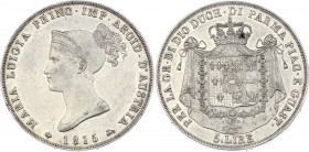 Italian States Parma 5 Lire 1815 Rare
KM# 30; Maria Luigia; XF/AUNC with hairlines