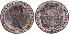 Italian States Tuscany 5 Paoli / 1/2 Francescone 1827
C# 73, MIR# 450; Silver 13.50 g.; Leopoldo II; AUNC