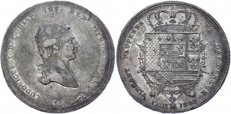 Italian States Tuscany AR Francescone / 10 Paoli 1803 Pisa
KM# 42.2.; Silver 27...