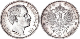 Italy 1 Lira 1901 R
KM# 32; Vittorio Emanuele III. Silver, AUNC.