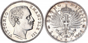 Italy 1 Lira 1906 R
KM# 32; Vittorio Emanuele III. Silver, AUNC.