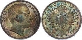 Italy 2 Lire 1905 R
KM# 33; Silver; Vittorio Emanuele III; UNC- with Amazing Toning!