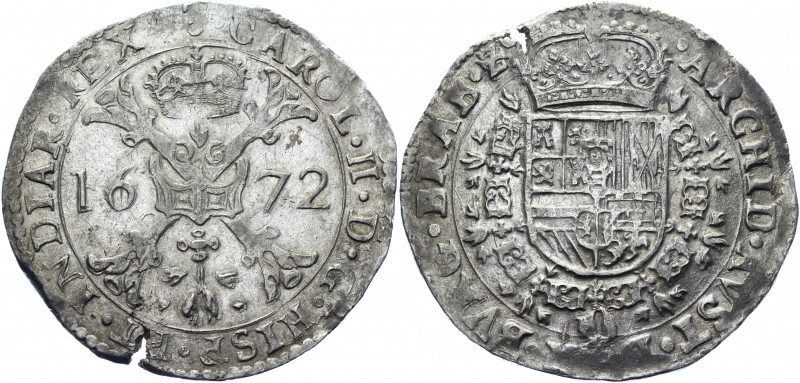 Spanish Netherlands Brabant Patagon 1672
KM# 81.2; Delm# 343; Vanhoudt 648; Sil...