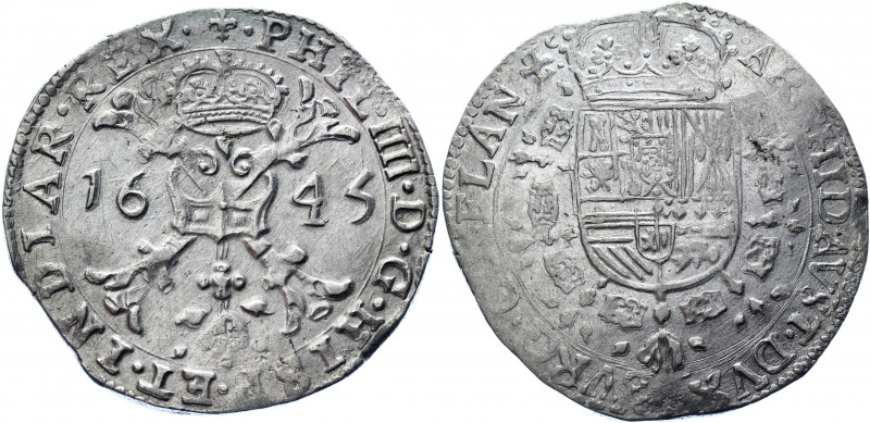 Spanish Netherlands Flanders Patagon 1645
KM# 34; Dav. 4464; Silver 28.09 g.; P...