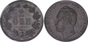 Sweden 2 Ore 1867 LA PCGS MS 64
KM# 706; Bronze; Carl XV Adolf. UNC. Mint luster.