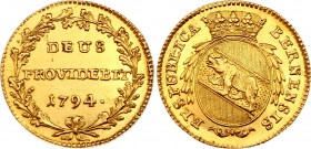 Switzerland Bern Duplone 1794
Fr. 182; Gold, 7.63g. AU-UNC, prooflike. Very rare coin.