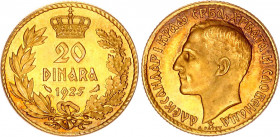 Yugoslavia 20 Dinara 1925 GILT COPPER PATTERN
KM# Unlisted; Aleksandar I. By Pattey. Gilt Copper 6.39 g.. Extremely rare. UNC.
