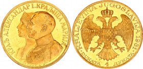 Yugoslavia 4 Dukat 1931 K
KM# 14.1; Sword & Birds; Gold (.986) 13.96 g., 40 mm.; UNC, full luster.