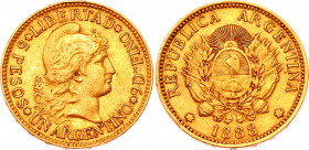 Argentina 1 Argentino 1888
KM# 31; Gold (900) 7.96g.; XF