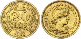 Brazil 20 Reis 1918 Pattern
Yellow Metal 1,95g.; UNC