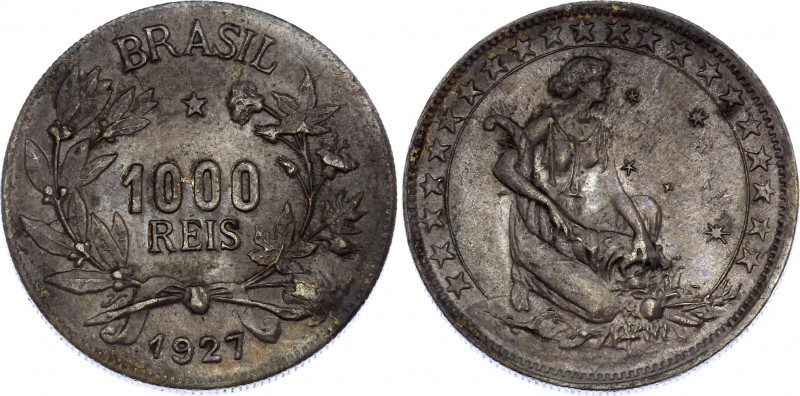 Brazil 1000 Reis 1927 Pattern
Yellow Metal 7,86g.; UNC with grey toning