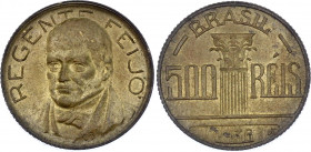 Brazil 500 Reis 1936 Pattern
KM# Pn301; Nickel-Silver 5,08g.; Diego Antonio Feijo; AUNC