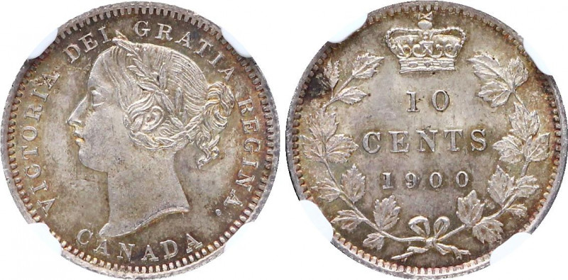 Canada 10 Cents 1900 NGC MS 65 
KM# 3; Silver; Victoria