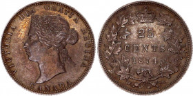 Canada 25 Cents 1874 H
KM# 5; Silver; Victoria; Krauze MS 60 - 450$; AUNC/UNC with beautiful toning