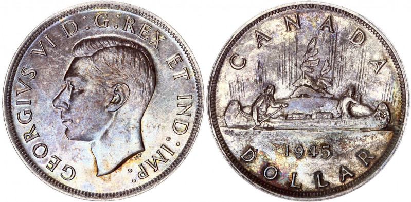 Canada 1 Dollar 1945
KM# 37; Silver; George VI; AUNC with minor hairlines & nic...