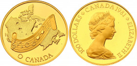 Canada 100 Dollars 1981
KM# 131; Gold (917) 16.97g.; Elizabeth II; National anthem; UNC
